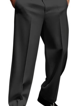 Mens Casual Dress Pants Pleated Old Money Wide Leg Baggy Pants Fall Relaxed Fit Slacks Work Trousers