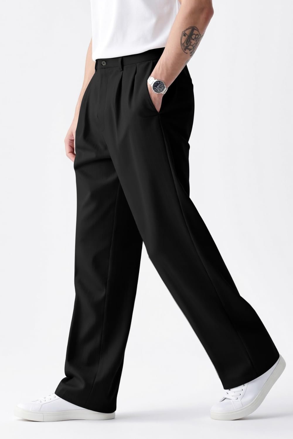 Mens Casual Pants Loose Fit Slacks for Men with Belt Loops - Image 2