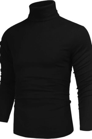 Men's Casual Slim Fit Basic Tops Knitted Lightweight Turtleneck Pullover Sweater