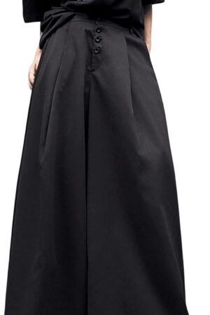 Men's Baggy Wide Leg Pants Button Front Pleated Long Trousers Zipper Fly Palazzo Pants Streetwear