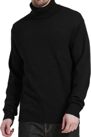 Men's Turtleneck Sweaters Wool Blend Mid-Weight Highneck Pullover Sweaters